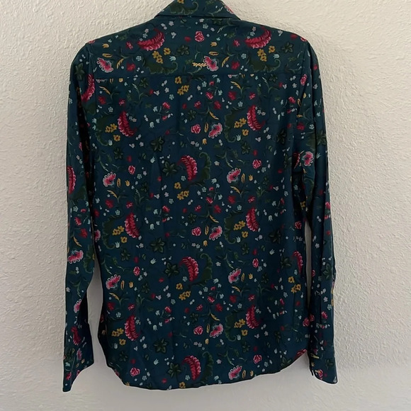 TOGGI Womens Teal Blue Floral Equestrian Button Down Blouse Size US 8 - Picture 5 of 5
